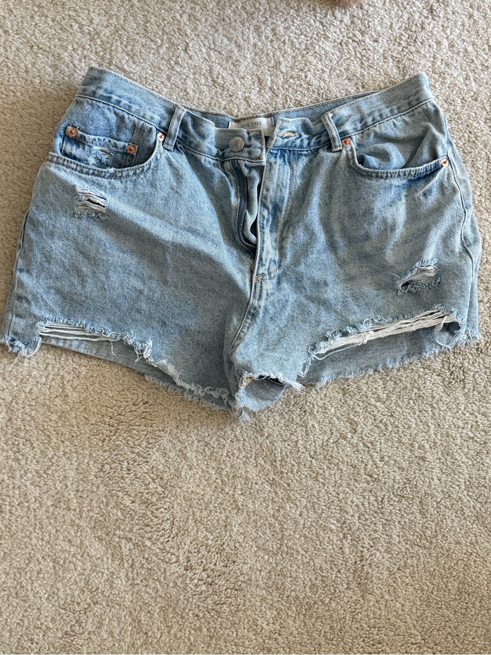 Love Tree Light Wash Distressed Denim Cutoff Shorts